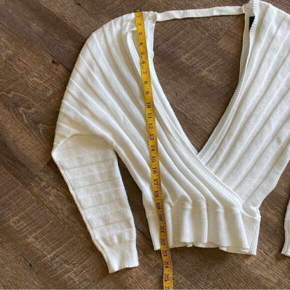 Daytrip Surplice Ribbed Top White Soft Slouchy Boho Stretch Vacation - Picture 9 of 11